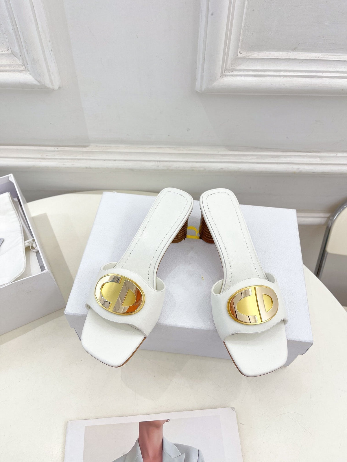DIOR CD FOREVER HEELED 5CM WHITE